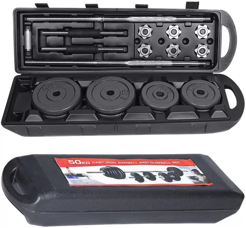 50kg Dumbbell +Barbell set with casing